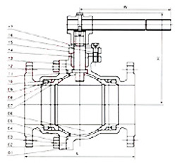 Q41H/W硬密封球阀结构图