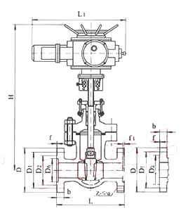 Z941W电动闸阀外形尺寸图