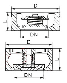 H71H(W)对夹升降式止回阀外形尺寸图