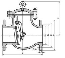 H44H旋启式止回阀外形尺寸图