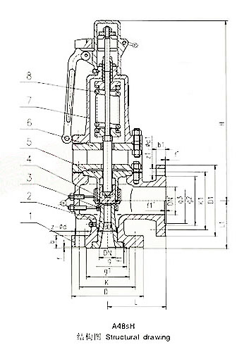 YFA48Y高温高压安全阀外形尺寸图