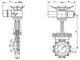 PZ973电动式刀型闸阀外形尺寸图