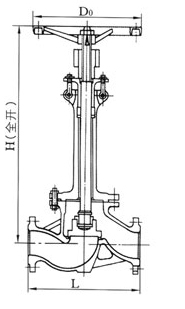 DJ41Y低温截止阀外形尺寸图
