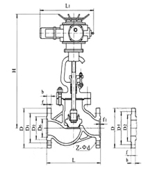 J961H/Y电动焊接截止阀外形尺寸图