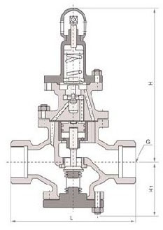 Y13H内螺纹连接先导活塞式蒸汽减压阀外形尺寸图