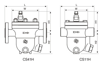 CS11H自由浮球式疏水阀外形尺寸图