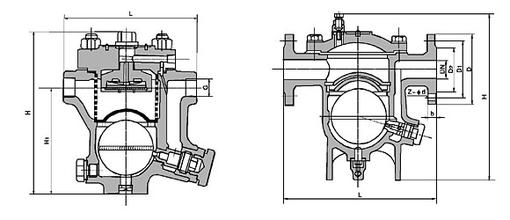 CS11H(A型)自由浮球式蒸汽疏水阀外形尺寸图