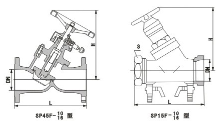 SP45、SP15数字锁定平衡阀外形尺寸图