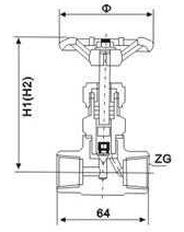 J13W型针型阀外形尺寸图