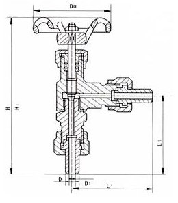 J24W型针型阀外形尺寸图