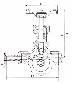 J19H压力表针型阀外形尺寸图