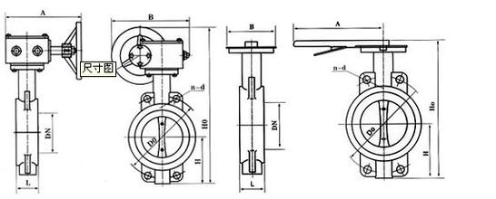D71X D371X蝶阀外形尺寸图