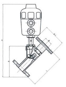 法兰式气动角座阀外形尺寸图